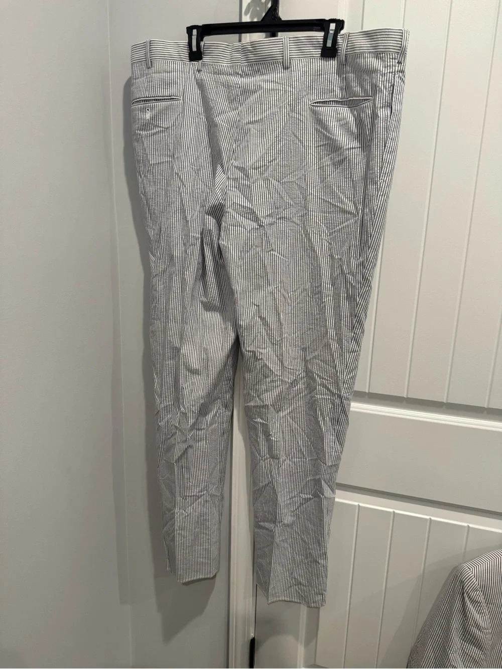 Jos. A. Bank White & Navy Pinstripe Seersucker Blazer